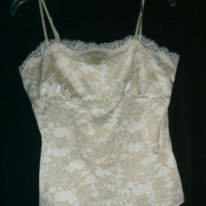 New York & Co Tan White Floral Camisole  M  NWT